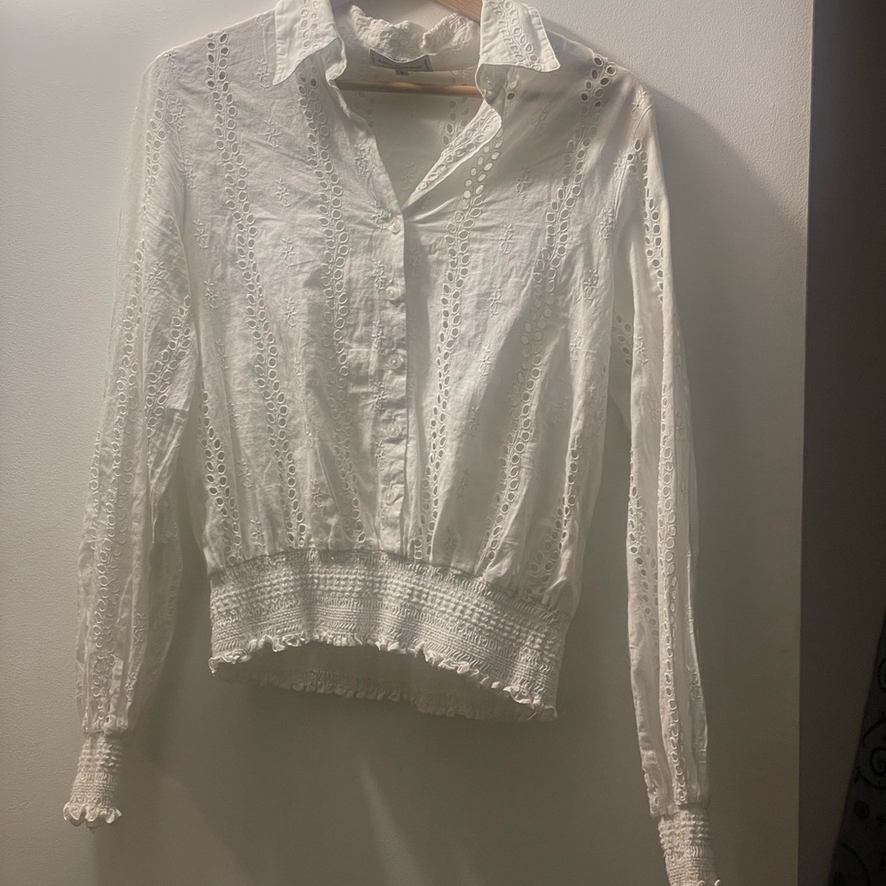 Anne Fontaine White Cropped Blouse
